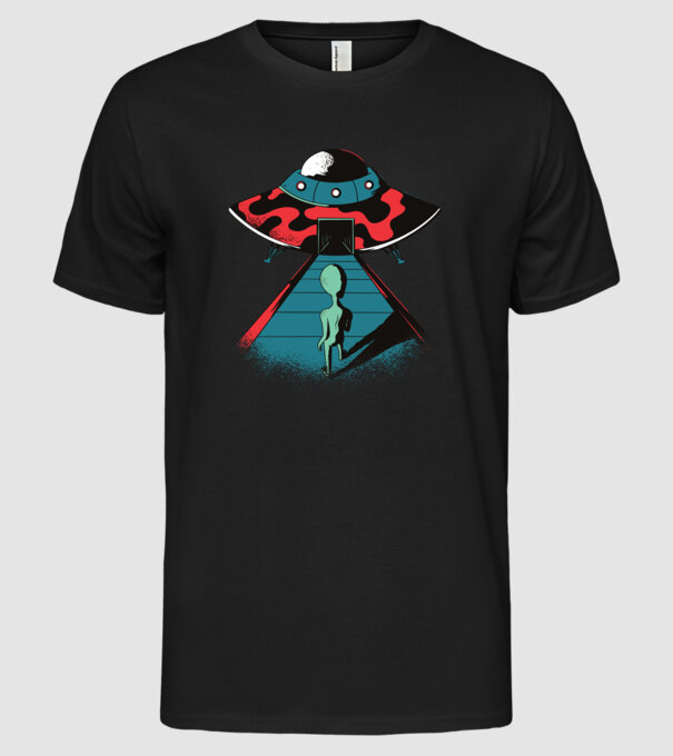 Alien Ufo model negru pe tricou