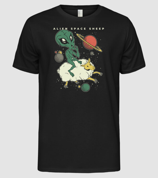 Alien În spațiu model negru pe tricou