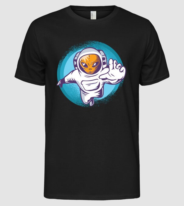 Alien Astronaut model negru pe tricou
