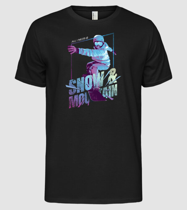 All I need is Snowboard model negru pe tricou