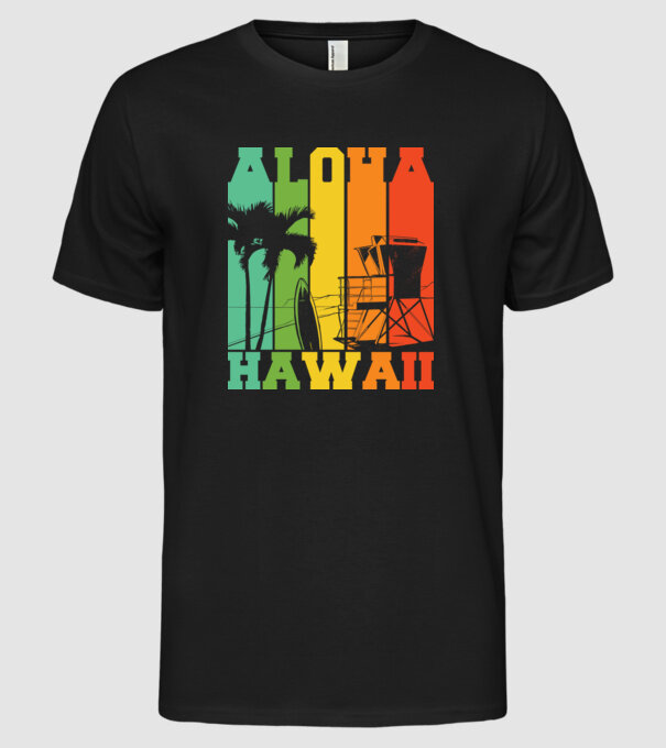 Aloha Hawaii model negru pe tricou