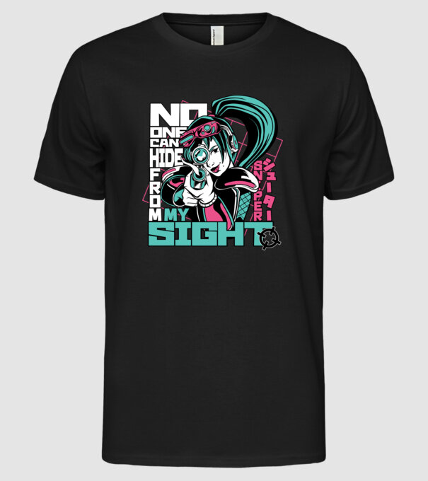 Anime Fată Lunetistă model negru pe tricou