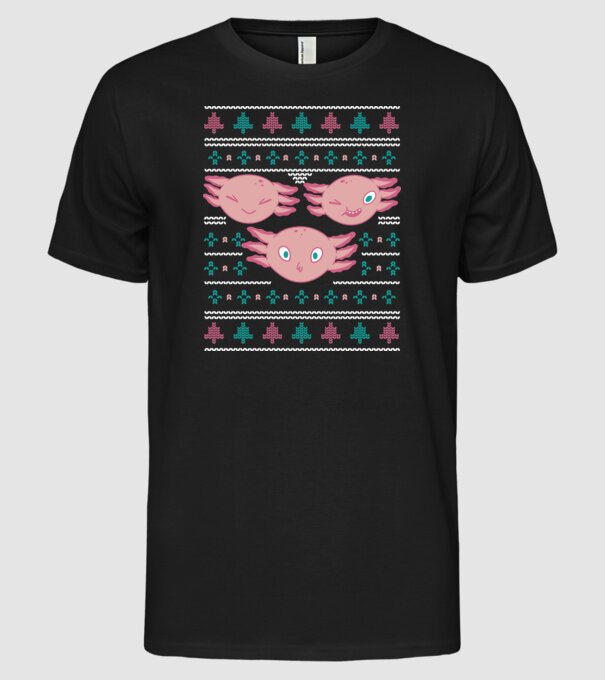 Pulover urât Axolotl model negru pe tricou