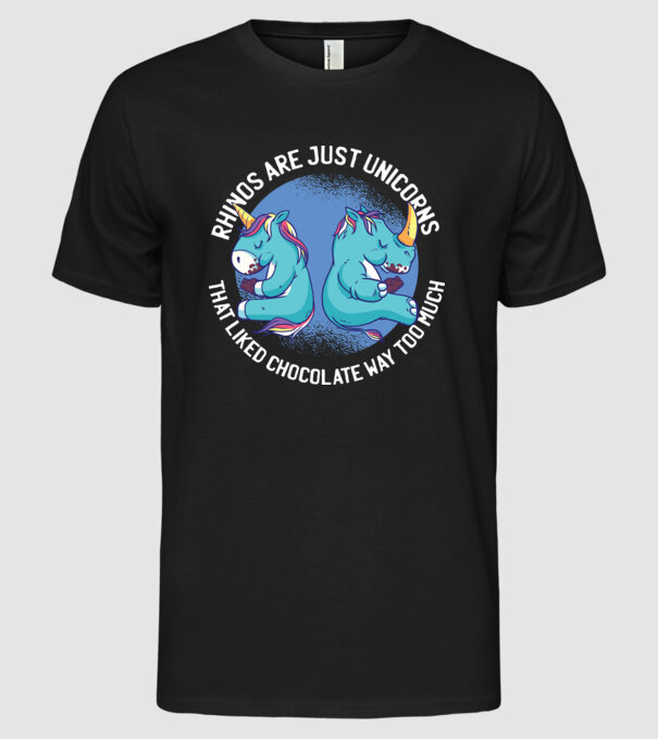 Rinocerul este, de asemenea, un unicorn model negru pe tricou