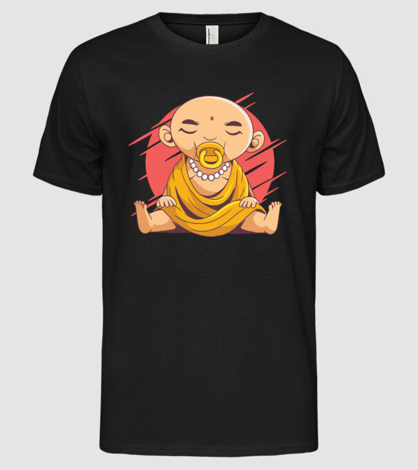 Baby Buddha cu suzetă tricou amuzant model negru pe tricou
