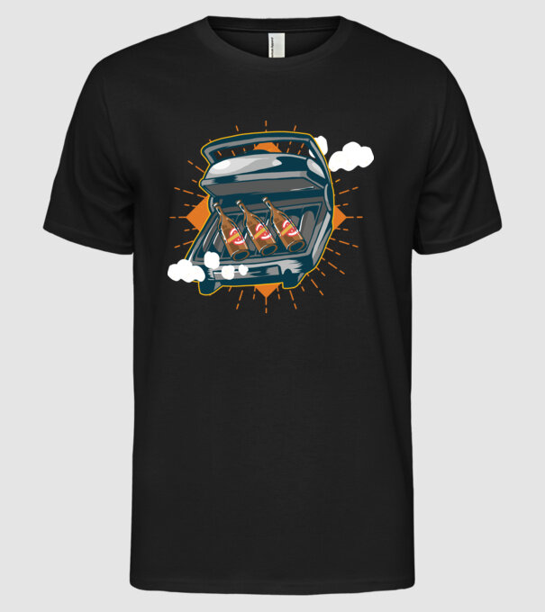 Bere BBQ model negru pe tricou