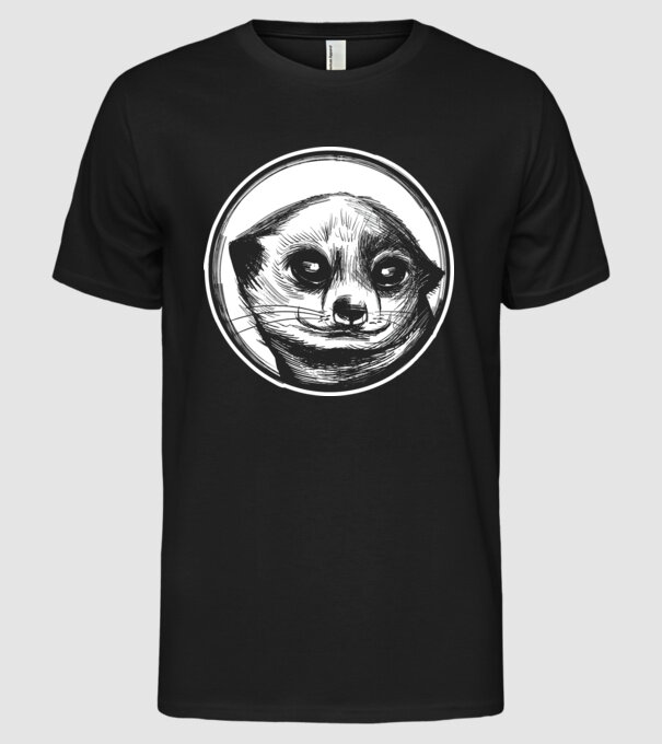 Pui de suricata model negru pe tricou