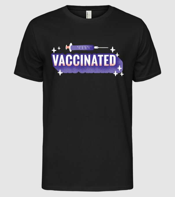 Vaccinat model negru pe tricou