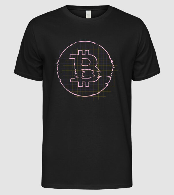Bitcoin Glitch model negru pe tricou