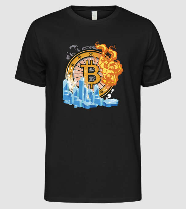 Logo Bitcoin model negru pe tricou