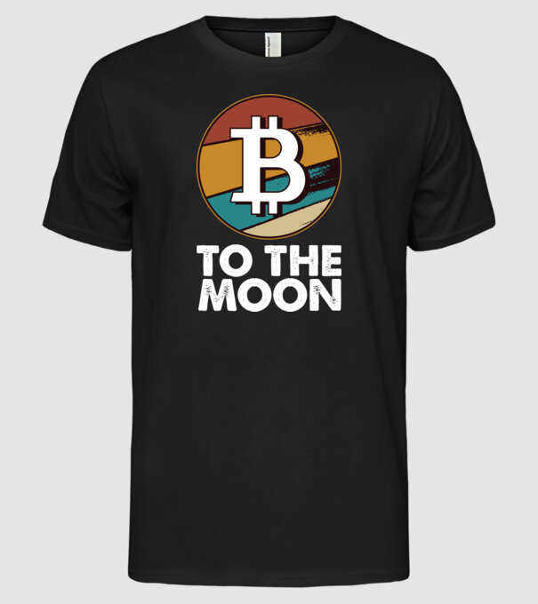 Bitcoin to the moon model negru pe tricou