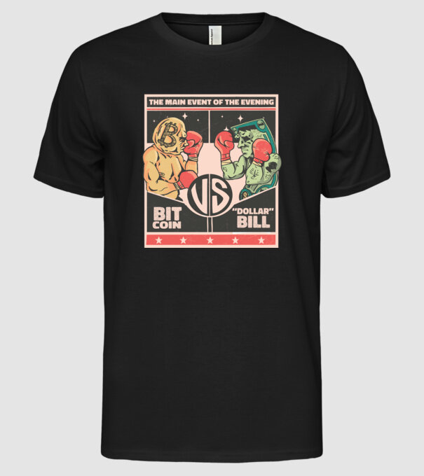 Bitcoin Vs Dolarul SUA model negru pe tricou