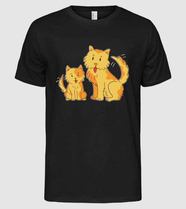 Câini fericiți model negru pe tricou