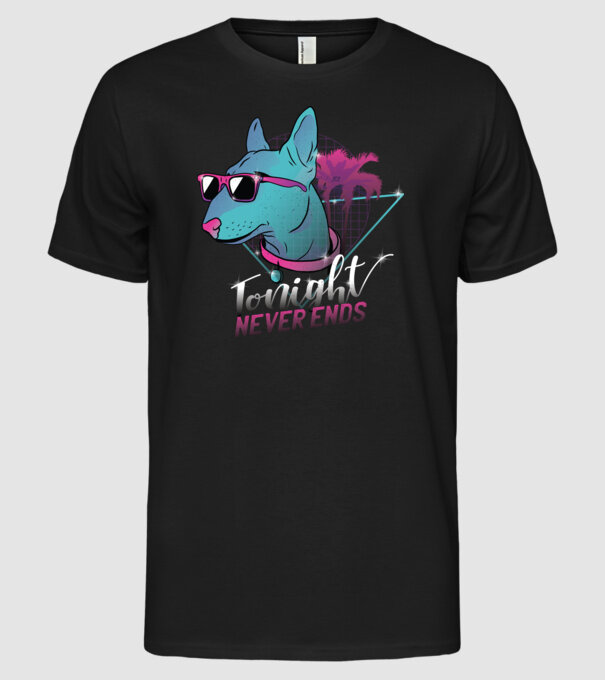 Bullterrier Neon Retro tricou amuzant model negru pe tricou