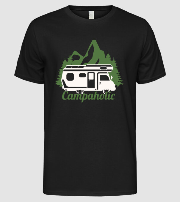 Campare Campaholic model negru pe tricou