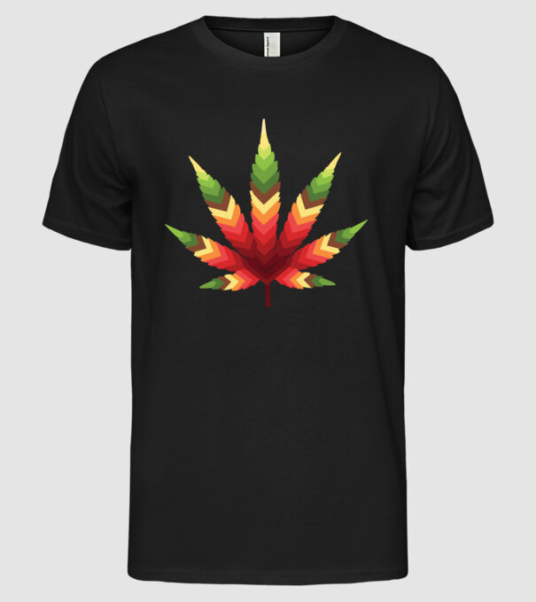 Frunză de canabis model negru pe tricou