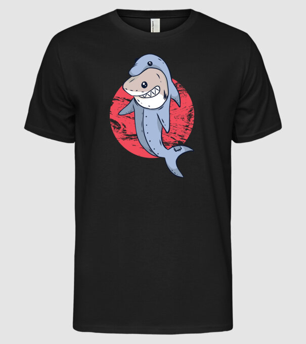 Rechin în costum de delfin model negru pe tricou