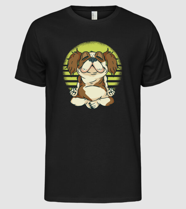 Cavalier King Spaniel Yoga model negru pe tricou