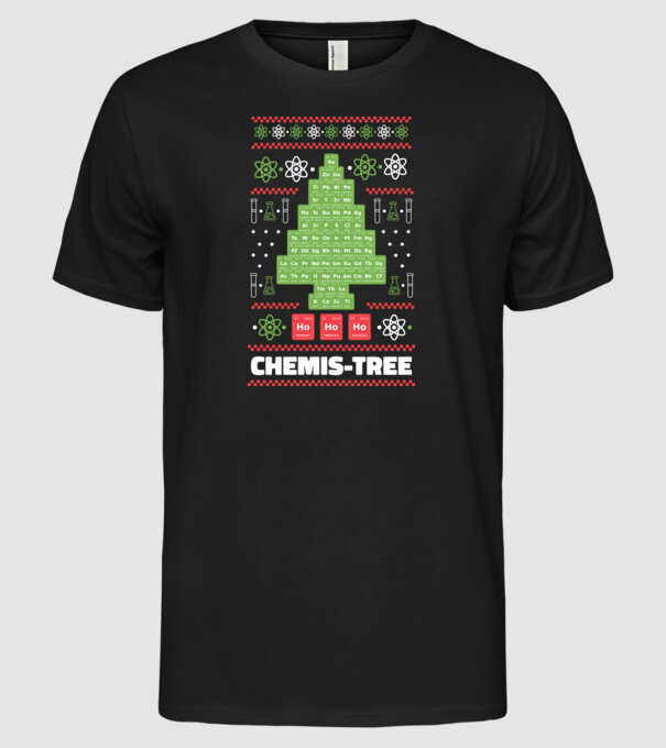 Chemis-tree pom de Crăciun model negru pe tricou