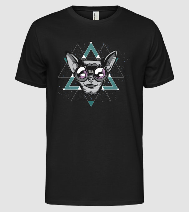 Tricou cu Câine Chihuahua model negru pe tricou