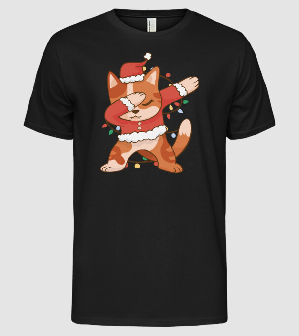 Pisică Crăciun DAB model negru pe tricou