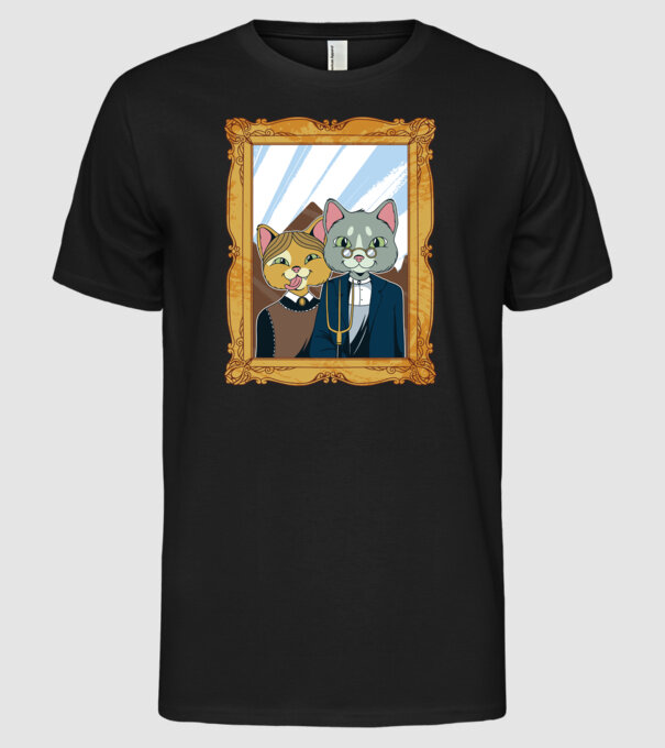 Portret Pisică model negru pe tricou
