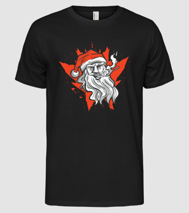 Moș Crăciun Fumător model negru pe tricou