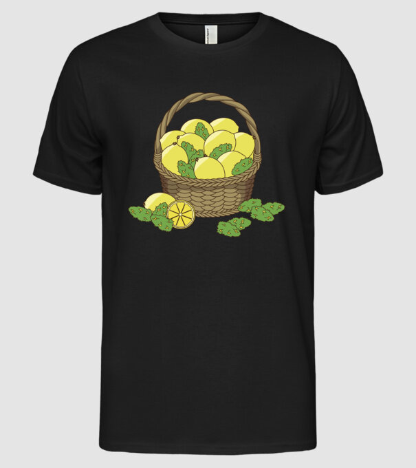 Coș de lămâi model negru pe tricou
