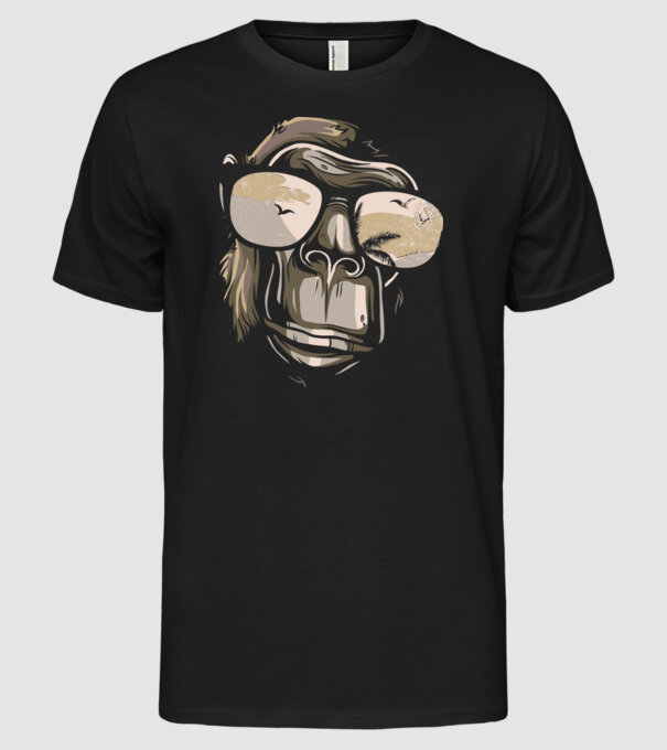 Cool Monkey model negru pe tricou