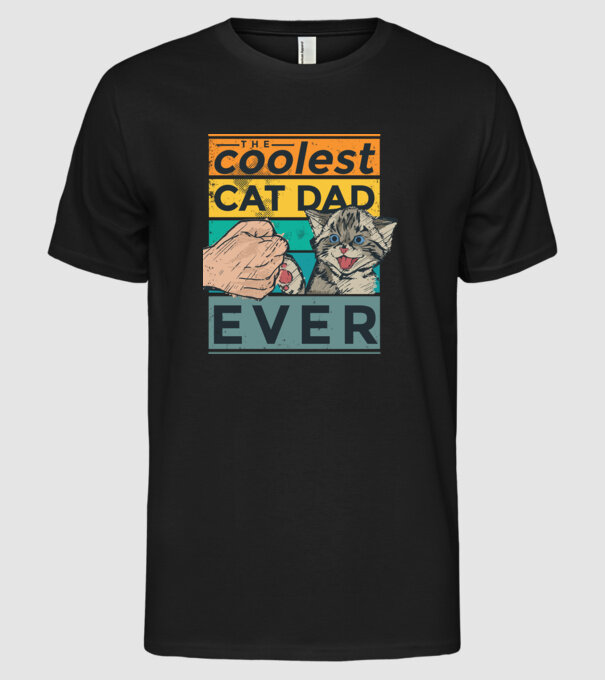 Coolest Cat Dad Ever - Cel mai tare tată cu pisică model negru pe tricou