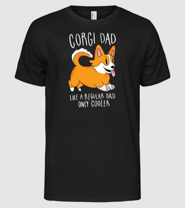 Tată de Corgi model negru pe tricou