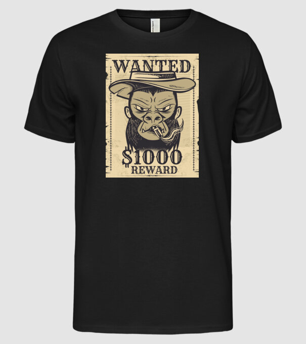 Maimuță cowboy model negru pe tricou