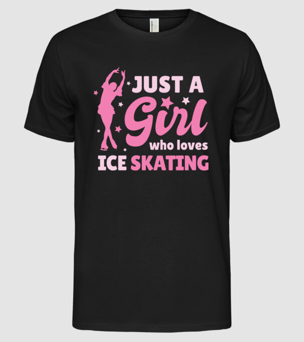 Doar o fată căreia îi place să patineze model negru pe tricou