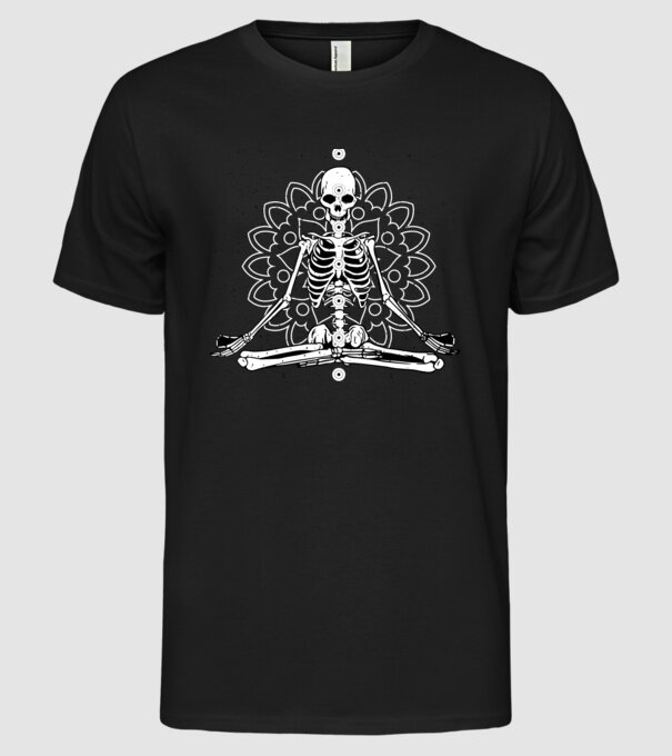 Schelet Yoga model negru pe tricou