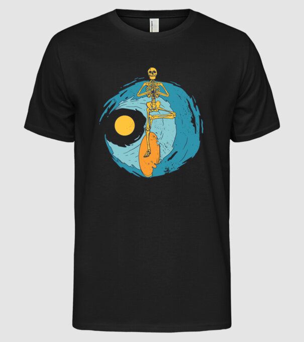 Schelet Surfer model negru pe tricou