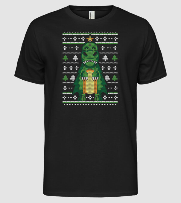 T-rex cu pulovăr urât model negru pe tricou