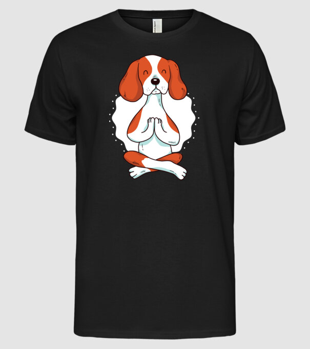 Yoga Drăguț Câine Beagle model negru pe tricou