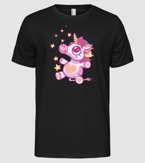Unicorn drăguț model negru pe tricou
