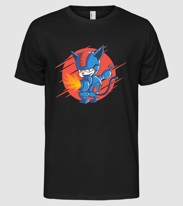 Pisică Cyborg Robot model negru pe tricou