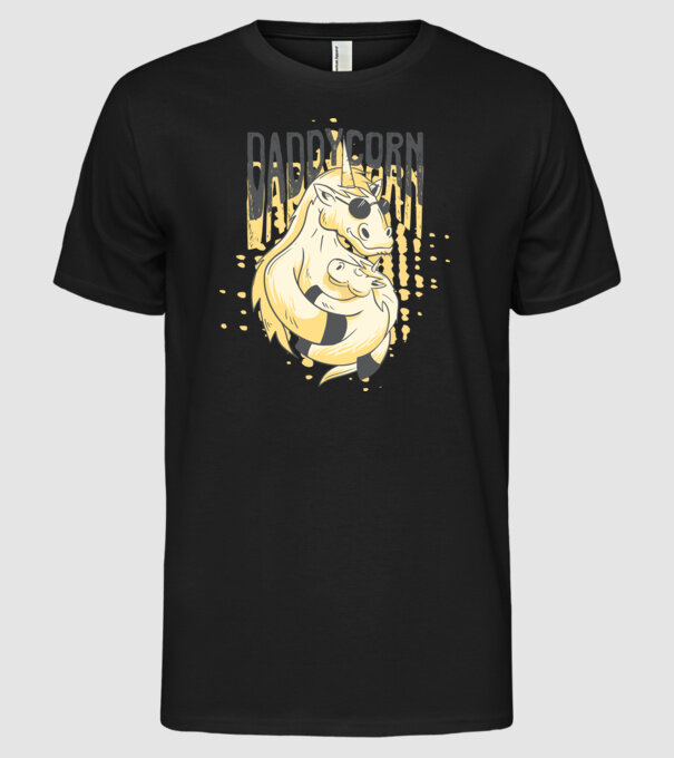 Daddycorn - Tată Unicorn model negru pe tricou