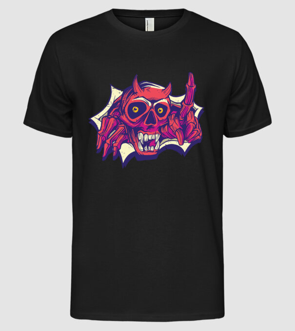 Craniu de Demon model negru pe tricou