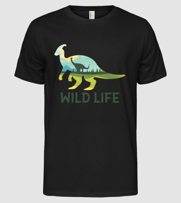 Dinosaur model negru pe tricou