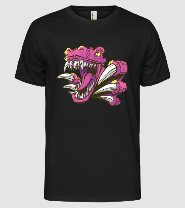 Gheare de dinozaur model negru pe tricou