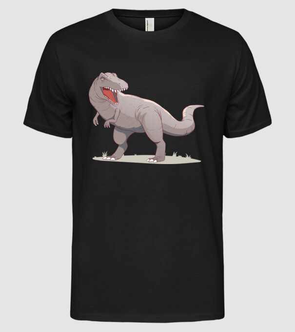 Dinozaur T-rex model negru pe tricou
