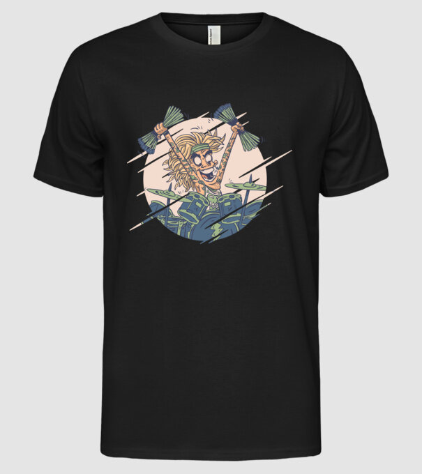 Baterist model negru pe tricou