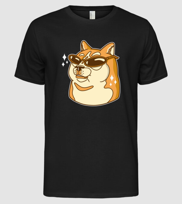 Doge Coin model negru pe tricou