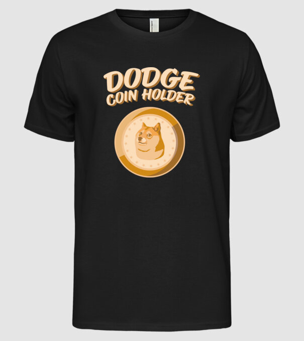 Doge Coin Holder model negru pe tricou