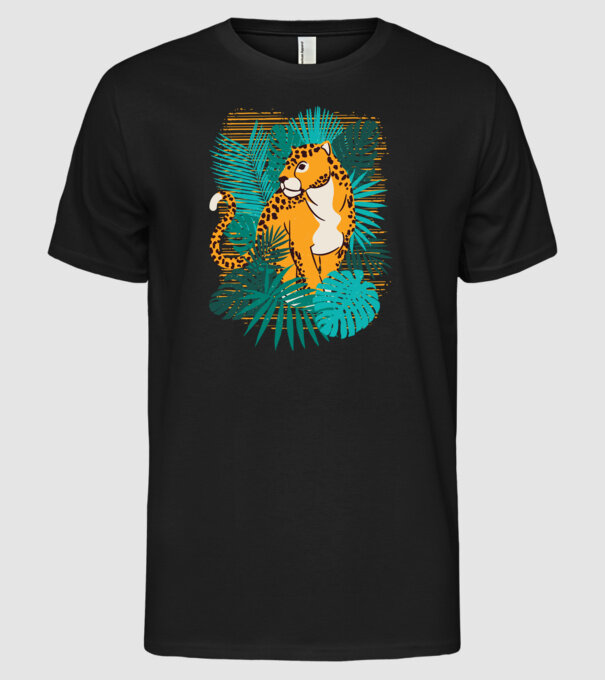Jaguar junglă model negru pe tricou