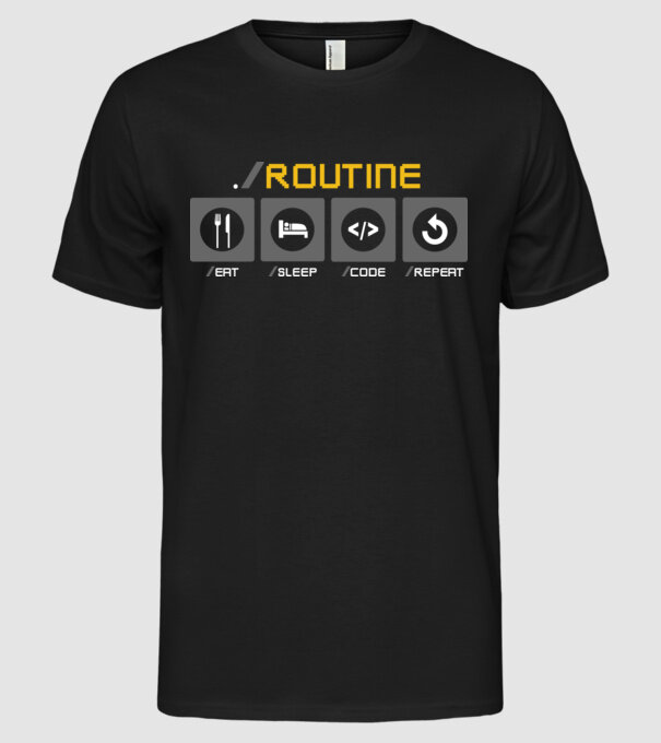 Eat sleep code repeat - rutină zilnică developer model negru pe tricou
