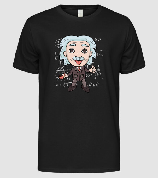 Caricatură Einstein model negru pe tricou